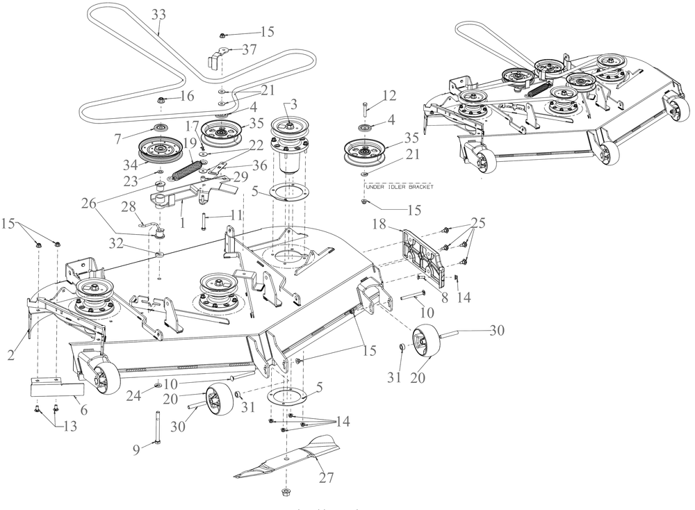Deck Diagram and Parts List for ZTX4-54KH (47ASAAA7010)(2021) Cub Cadet Lawn Tractor